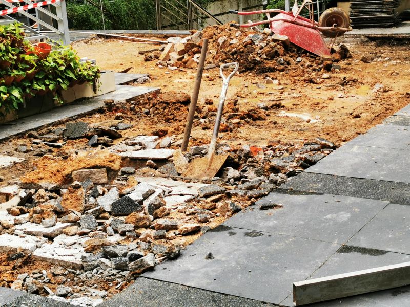 Garage Demolition Site in Spring